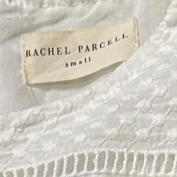 Rachel Parcell White Ruffle Swiss Dot Ladder Lace Top Size Small - Picture 14 of 14